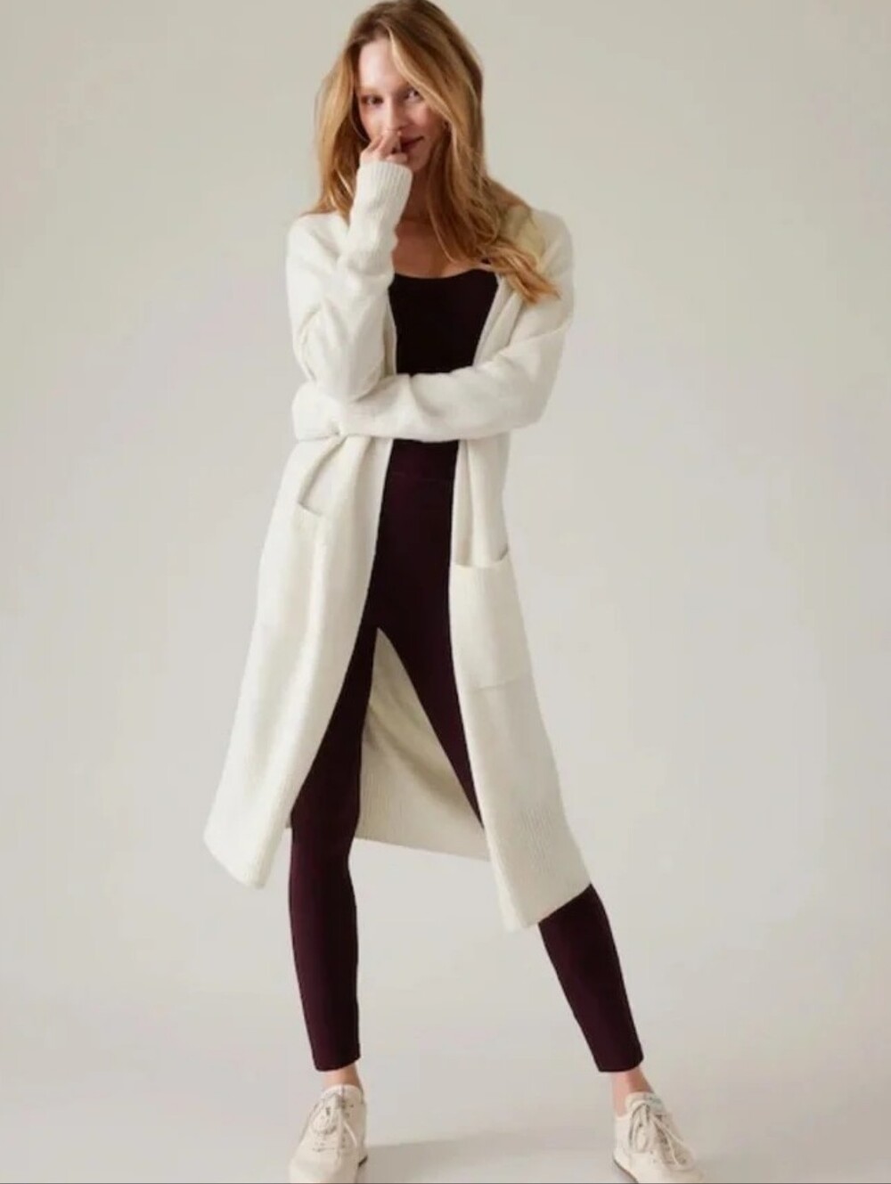 Athleta Alpine Spirit Wrap Longline Cardigan in Cream Size XS